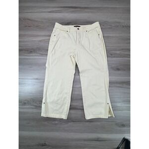 Vintage Y2K Riveted by Lee‎ Cream Capri Pants Size 12M High Rise Side Slit